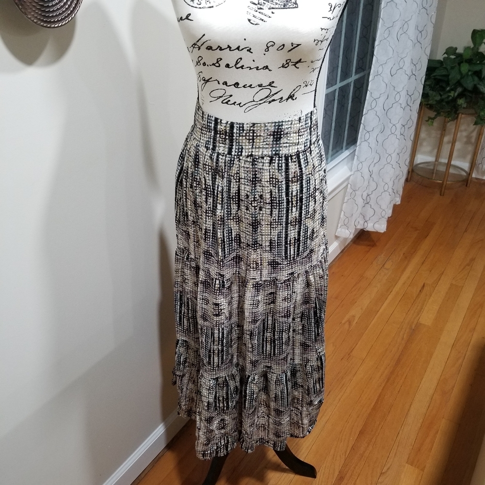 SOLITAIRE Boho Tiered Ruffle Skirt Size M, Elastic Waist at the back... - Picture 4 of 17